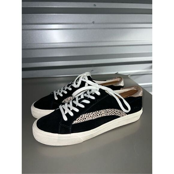 Madewell Black Suede & Leopard print Sneakers Size 9 - Picture 3 of 8